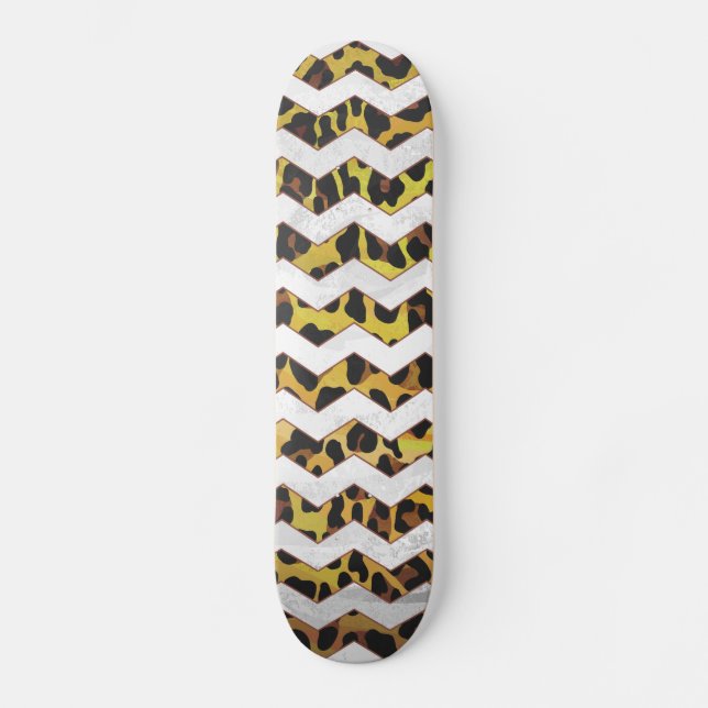 Skateboard Leopardo Brown and Yellow Cevron Print (Anverso)