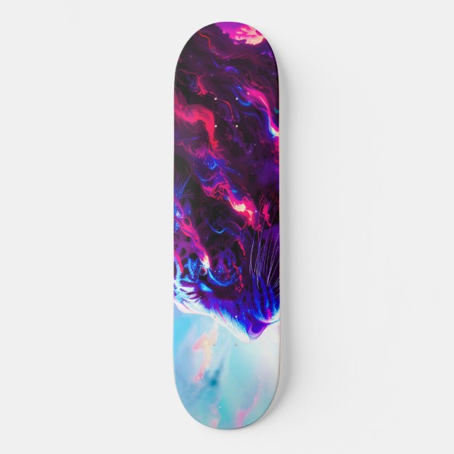 Skateboard Leopardo Cósmico Futurista Neon  (Anverso)