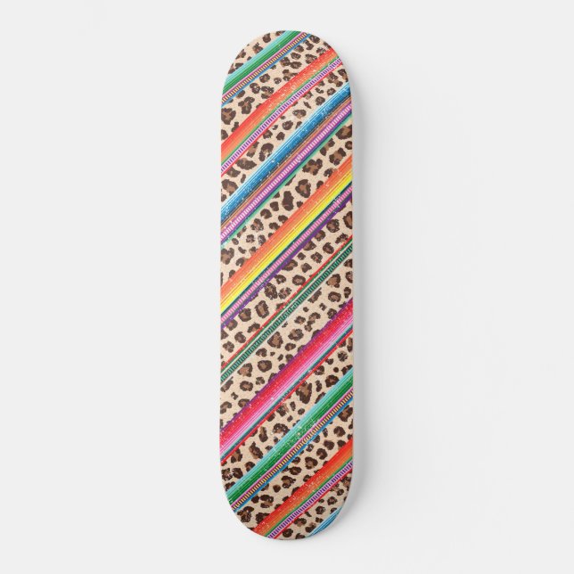 Skateboard Leopardo del arcoiris imprime el modelo de animal  (Anverso)