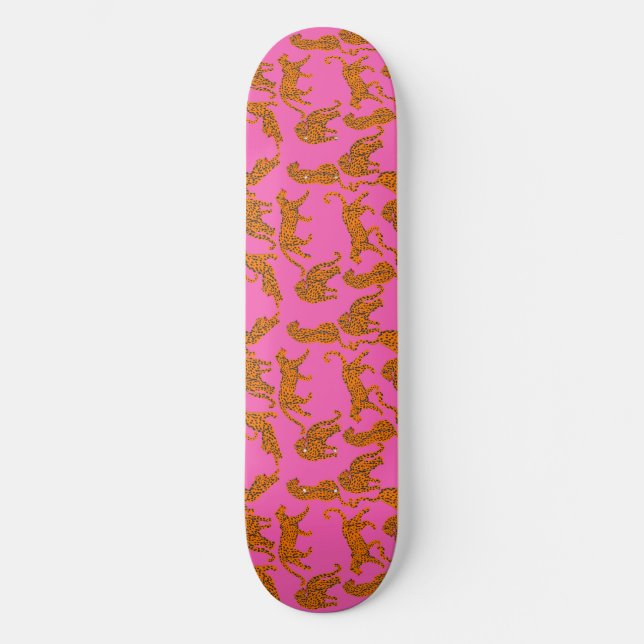 Skateboard Leopardos abstractos con labios rojos (Anverso)