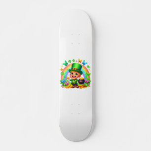 Skateboard Leprechaun arcoiris con oro