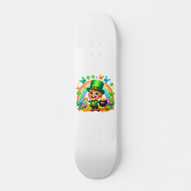Skateboard Leprechaun arcoiris con oro (Anverso )