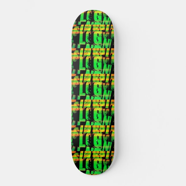 Skateboard Letras y números neones (Anverso)