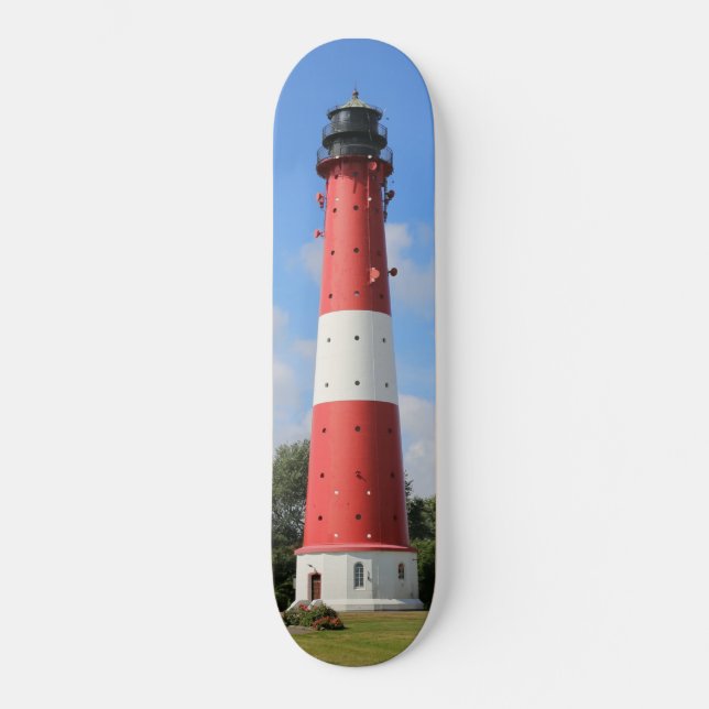 Skateboard Leuchtturm auf Insel Pellworm im Sommer (Anverso)