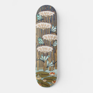 Skateboard Libélulas Nenúfares Arte Nouveau Pantanoso