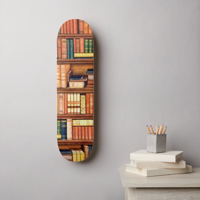 Skateboard Librería de libros antiguos (Arte de la pared)