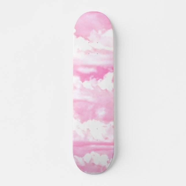Skateboard Light Pink Elegant Clouds Decor (Anverso )