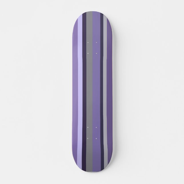 Skateboard Lila Gris Lavanda Rayado Vertical (Anverso )