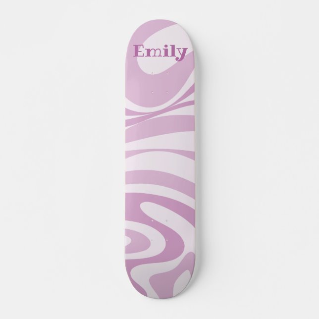 Skateboard Lilac de patrón Swirl retro personalizado (Anverso )