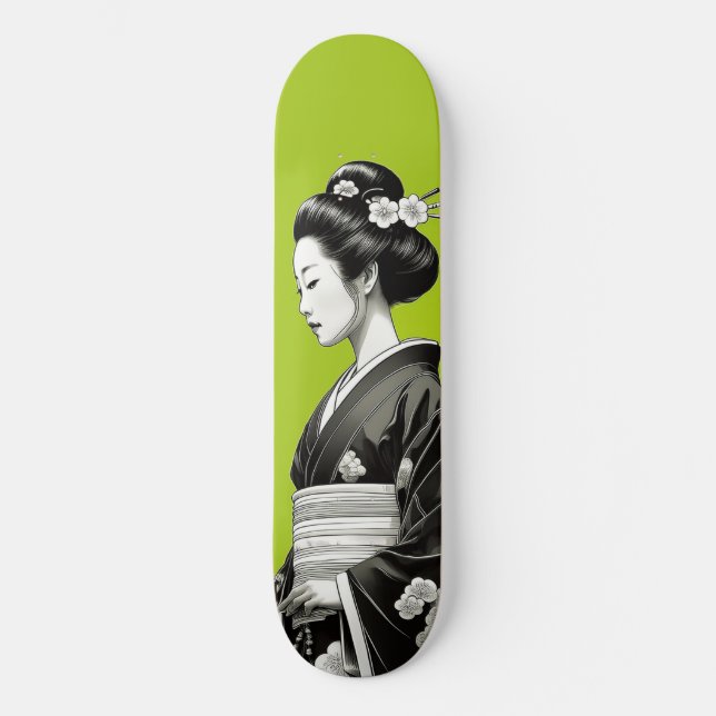 Skateboard Lime Green Geisha (Anverso)