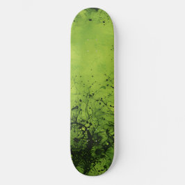 Skateboard Lime Green Grunge with Black Accents