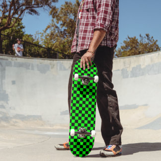 Skateboard Lime Green y Black Checkered