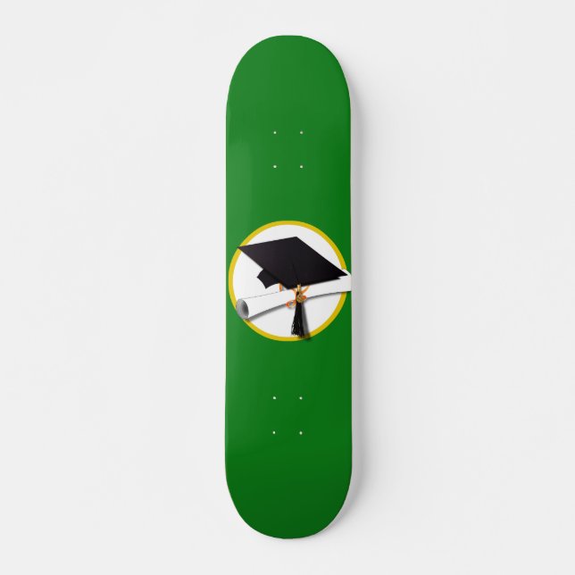 Skateboard Límite de graduación con diploma en verde (Anverso )
