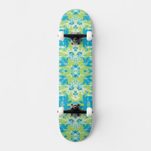 Skateboard Linda flor de lirio azul verde sin costuras