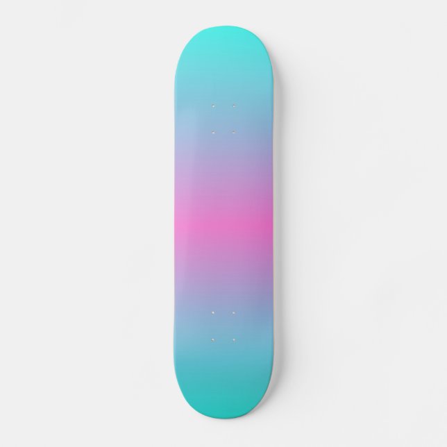 Skateboard linda muchacha oscura sirena rosa Fuchsia turquesa (Anverso)