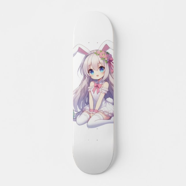 Skateboard lindo, conejito anime Pascua (Anverso )