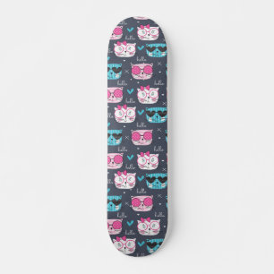Skateboard lindo gatito, gato, cabezas, moda, hipster, divert