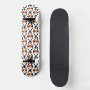 Skateboard Lindo pingüino sosteniendo un cartel con el número