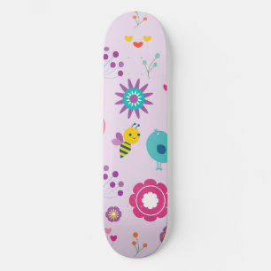 Skateboard Lindo Retro Estética Juguetona de Aves y Abejas Y2