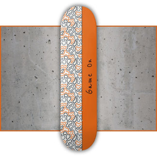 Skateboard Línea Orgánica Abstracta Blanca Naranja Pasión
