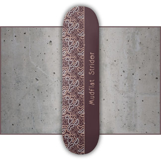 Skateboard Línea Orgánica Abstracta Marisma Marrón Tranquila