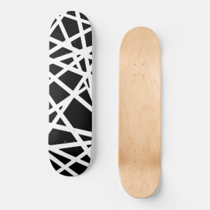 Skateboard Líneas Blancas Y Formas Negras Irregulares Abstrac