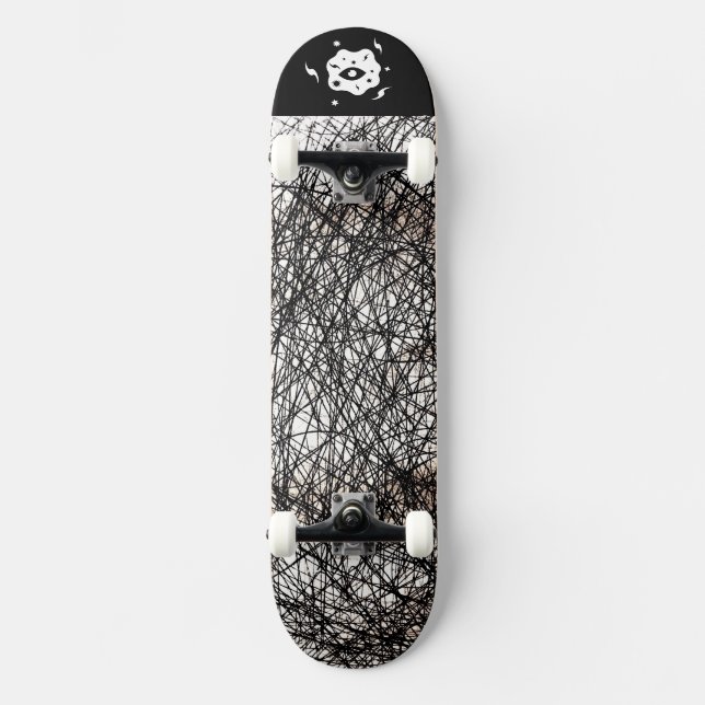 Skateboard Líneas de borde blanco negro (Anverso)