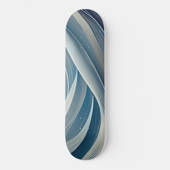 Skateboard Líneas de flujo gris y azul (Anverso)