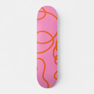 Skateboard Líneas De Resumen Rosa Y Naranja Pincel