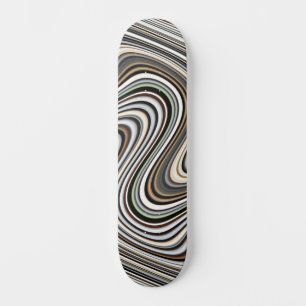 Skateboard Líneas onduladas en azul marrón claro/beige/turque
