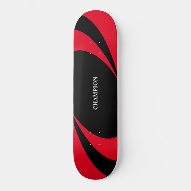 Skateboard Líneas onduladas en negro y rojo (Anverso)