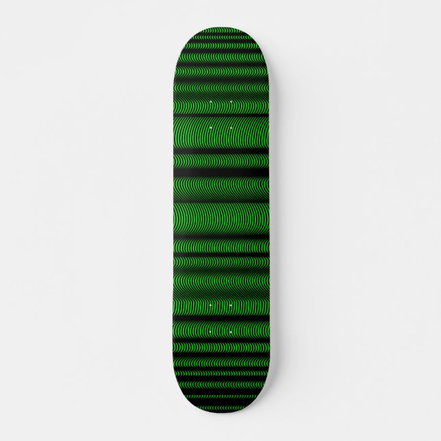 Skateboard Líneas onduladas negras - En verde (Anverso )