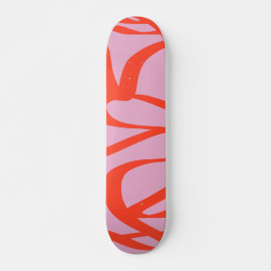 Skateboard Líneas retro rosadas Formas de pincel abstracto mo