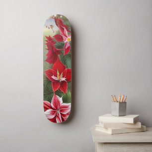 Skateboard Lirio rojo y blanco y pino