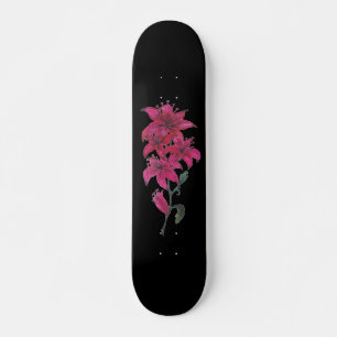Skateboard Lirios rojos acuarela