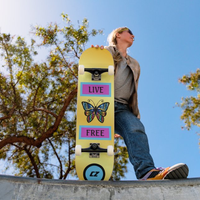 Skateboard "Live Free" de Guay Monogrammed Butterf (Exterior 1)