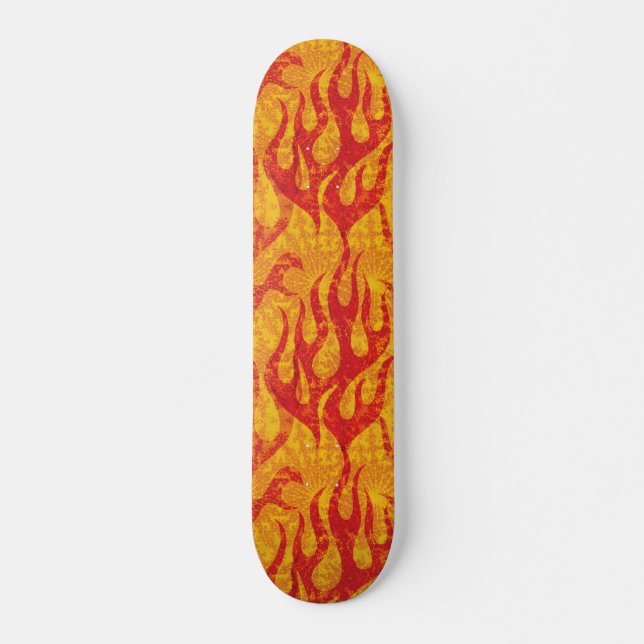 Skateboard Llamas del rojo del muchacho del patinador (Anverso )