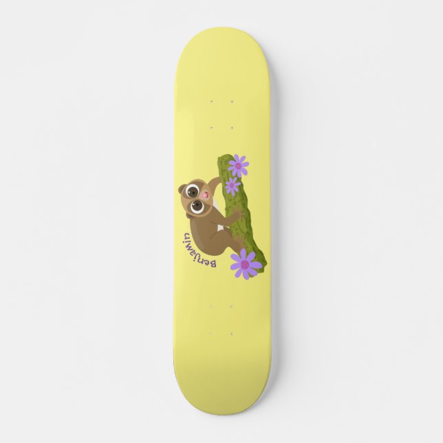 Skateboard Lloris lentos alegres en el personalizado de rama (Anverso )