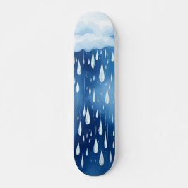 Skateboard Lluvia blanca azul cae patrón de día lluvioso
