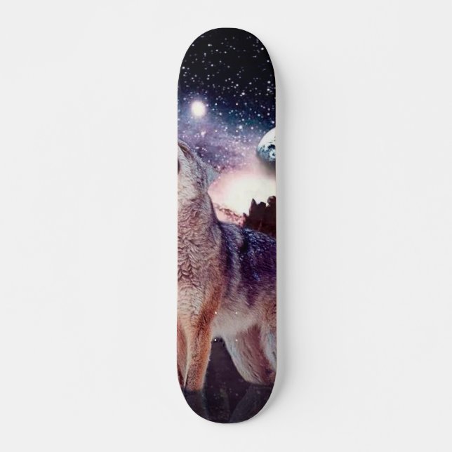 Skateboard Lobo aullando a través del universo (Anverso )