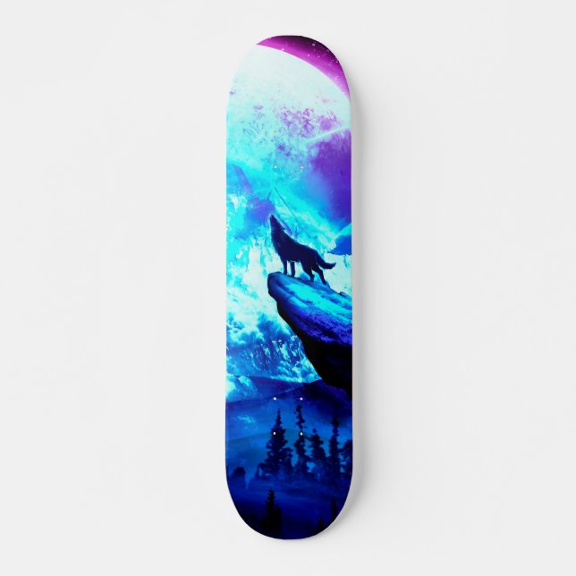 Skateboard Lobo colorido (Anverso )