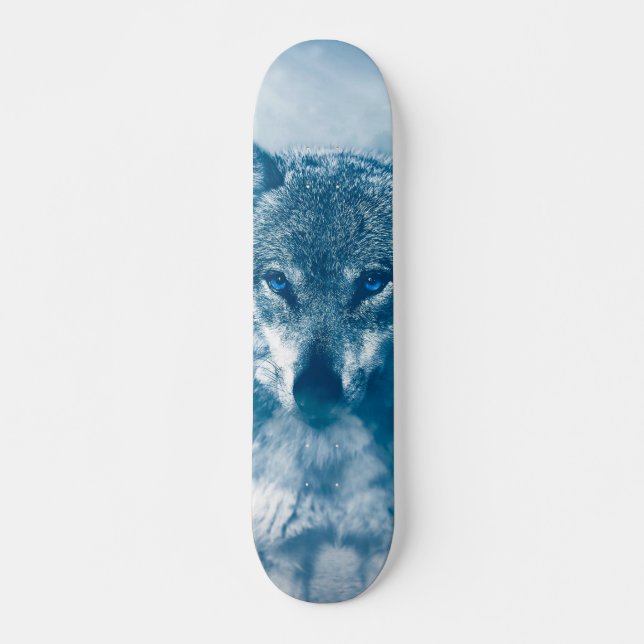 Skateboard Lobo de ojos azules (Anverso )