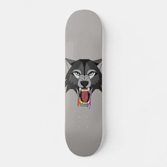 Skateboard Lobo del arco iris (Anverso)