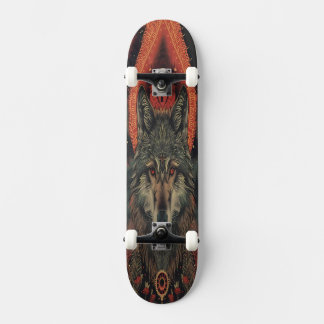 Skateboard Lobo del Espíritu Esotérico | Geométrico Totémico
