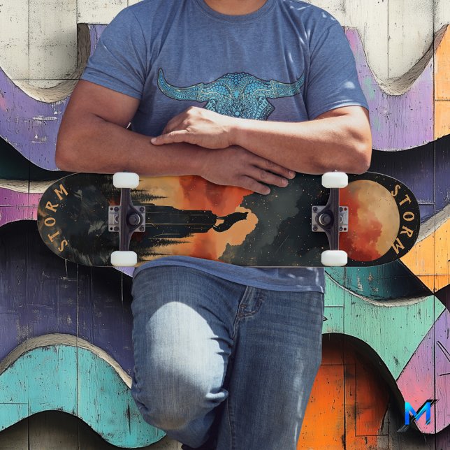 Skateboard Lobo en el pico lunar, salvaje retro (Subido por el creador)