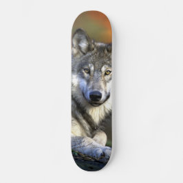 Skateboard Lobo gris - lobo de madera - serie del lobo rojo