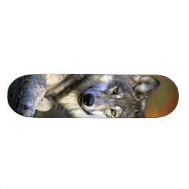 Skateboard Lobo gris - lobo de madera - serie del lobo rojo