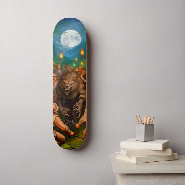 Skateboard Lobo hombre licántropo venganza Luna Llena (Arte de la pared)