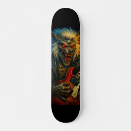 Skateboard Lobo Metalizado pesado tocando guitarra