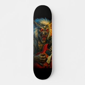 Skateboard Lobo Metalizado pesado tocando guitarra